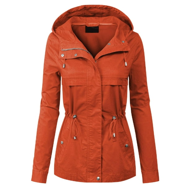 MixMatchy Womens Lightweight Front Zipper Solid Utility Anorak Hoodie Jacket